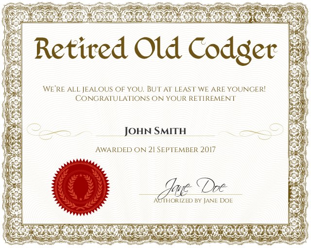 Free Printable Retirement Certificate Template
