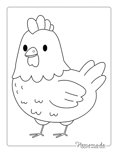 Chicken Coloring Pages Cute Simple Chicken Outline for Preschoolers