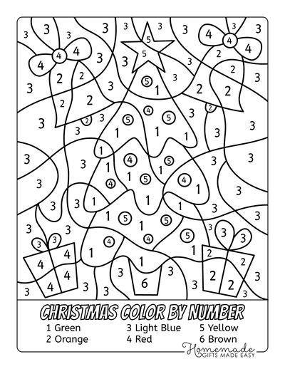 Free Printable Color By Number Christmas Coloring Pages