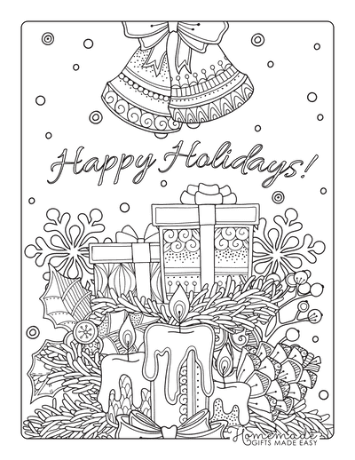 Imprinted Holiday Theme Adult Coloring Book and Pencil Sets (12 Sheets)