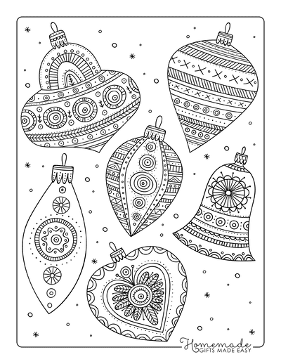 Christmas Coloring Pages for Adults Patterned Ornaments to Color