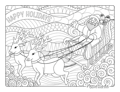christmas coloring pages santa reindeer