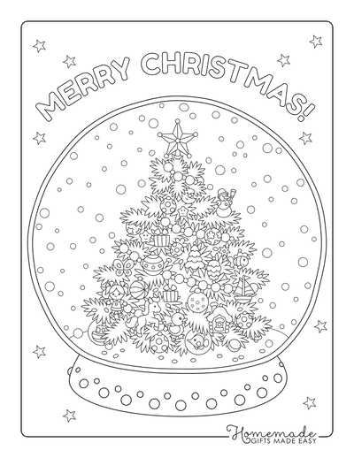Merry Christmas Snowglobe Coloring Page