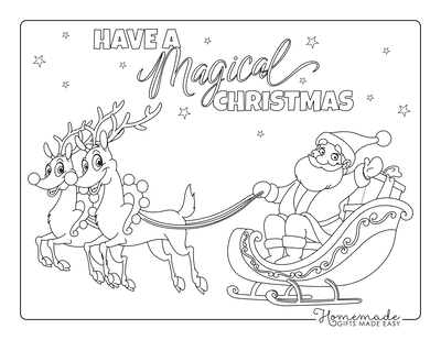santa in a sleigh coloring pages