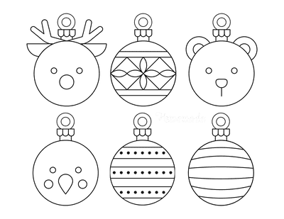 Christmas Ornaments Coloring Pages 6 Bauble Templates to Color P3