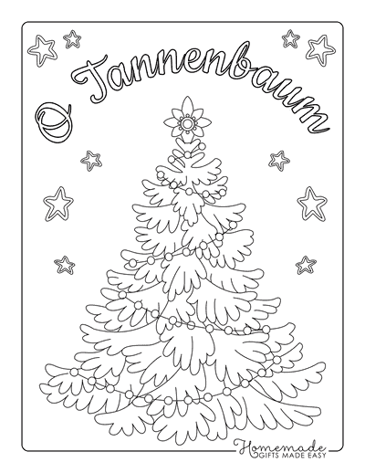Christmas Tree Coloring Pages Easy Fir Outline Oh Tannenbaum