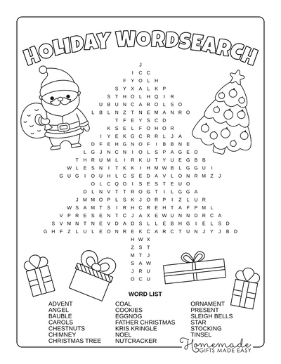 Holiday Songs Word Search Puzzle Activity Page with Coloring, Christmas  Songs