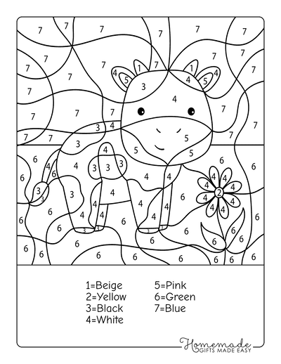 free color by number printables for kids