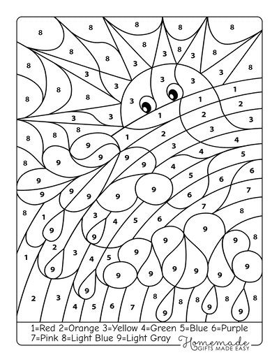 color by number coloring pages for kindergarten