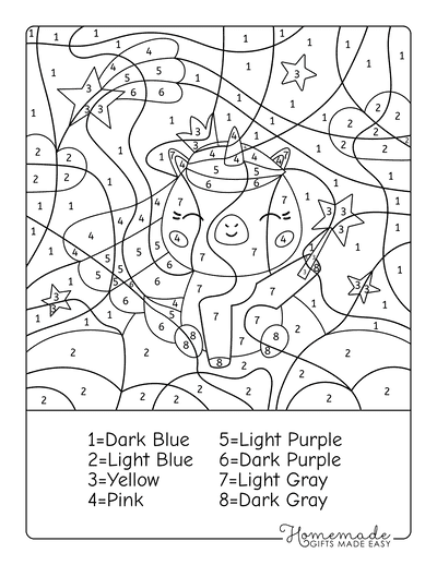 free color by number printables for kids