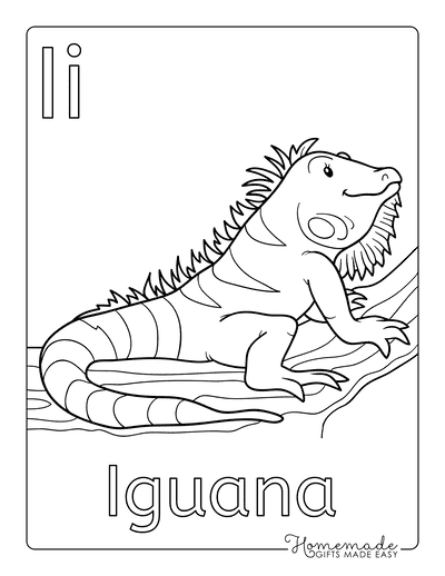 Letter I, Iguana Reusable Coloring Page, Felt Coloring Pages, Vinyl  Coloring Pages, Children's Coloring Pages, Birthday Gift