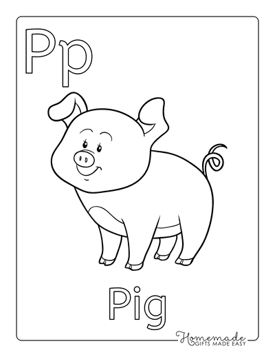 Coloring Sheets for Kindergartners Alphabet P Pig