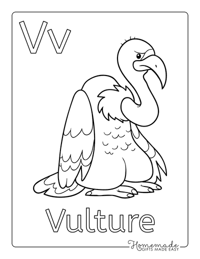 Coloring Sheets for Kindergartners Alphabet V Vulture