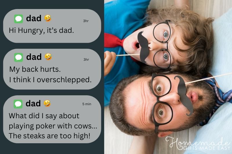 dad jokes text messages and laughing