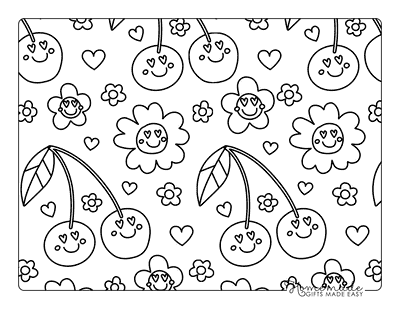 Daisy Coloring Pages Cute Easy Daisies and Cherries Pattern