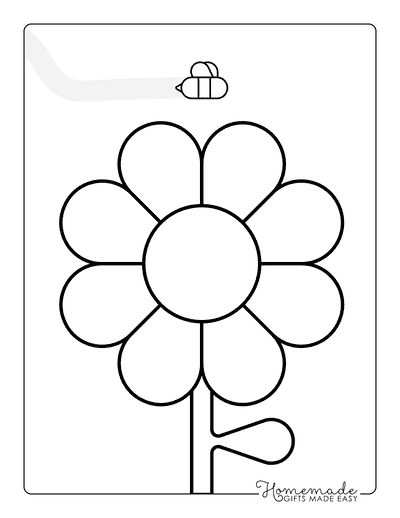 Daisy Coloring Pages Cute Easy Daisy and Bee for Kids Preschool