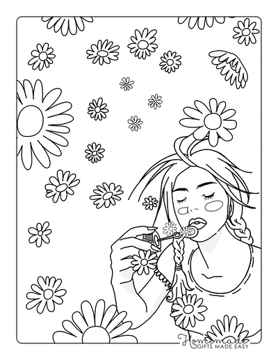 Daisy Coloring Pages Cute Illustration Daisy Bubbles