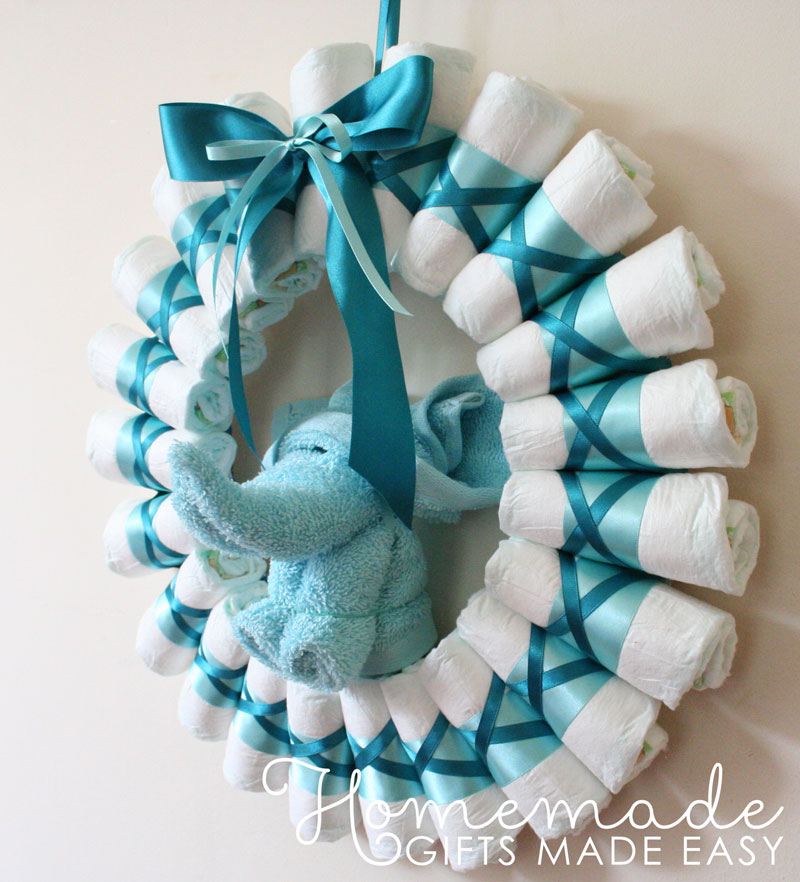 diaper wreath for baby shower