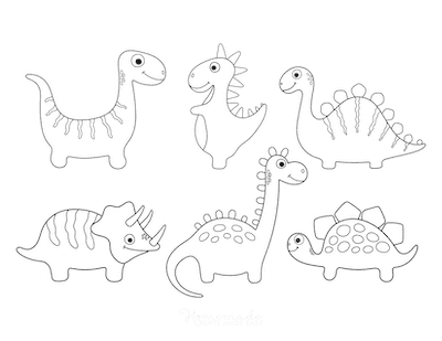 Dinosaur Coloring Pages 6 Cute Dinos for Preschoolers