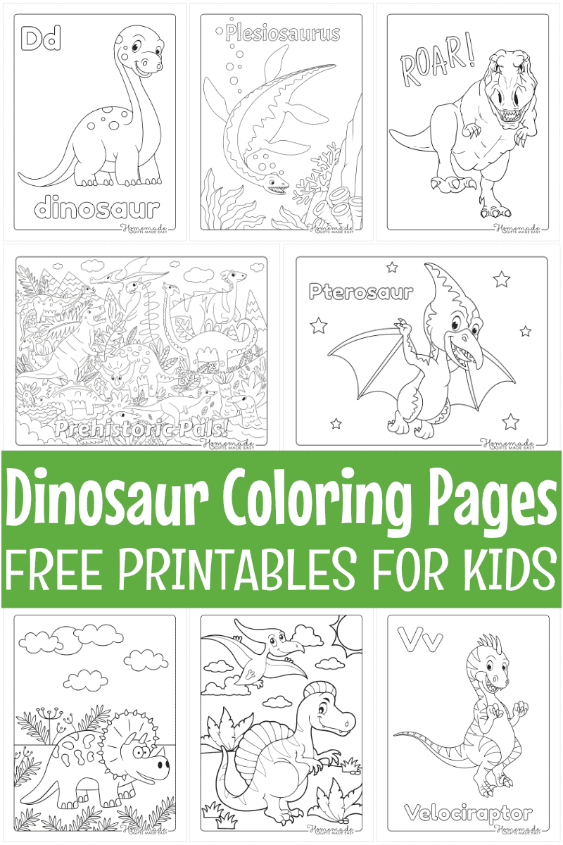 dinosaur coloring pages montage