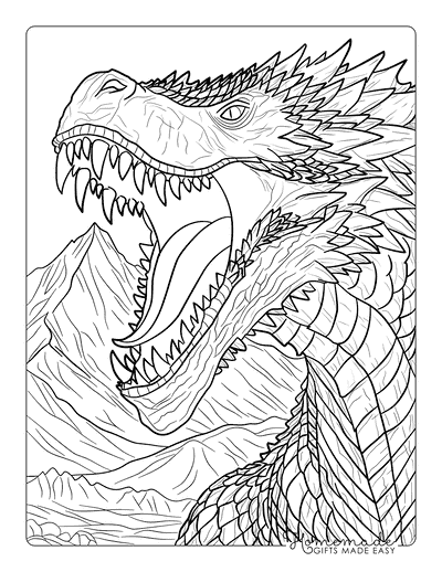 Dragon Coloring Pages Realistic Dragon Roaring Drawing to Color