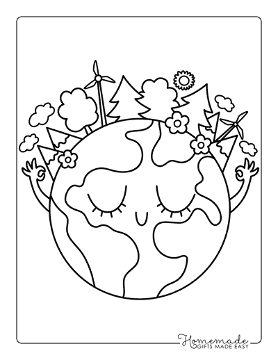 Earth Coloring Pages Cartoon Planet Earth Peaceful Meditation