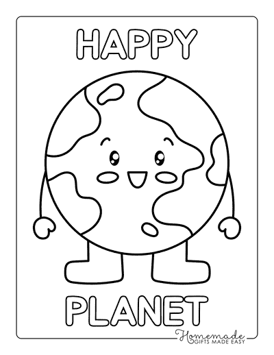 Earth Coloring Pages Cute Cartoon Earth Globe