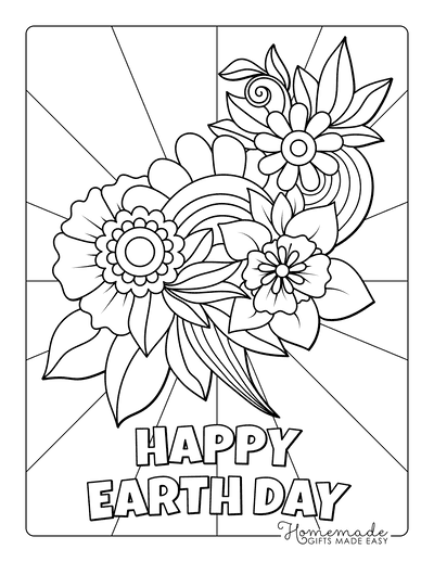 Earth Day Coloring Pages Flower Doodle