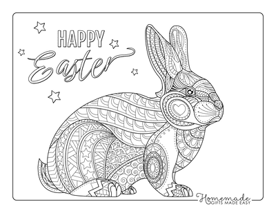 Easter Coloring Pages Patterned Rabbit for Adults