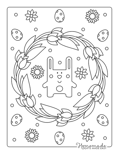Easter Coloring Pages Tulip Wreath Bunny Eggs