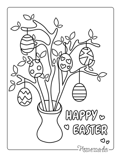 Easter Egg Coloring Pages Patterned Egg Tree