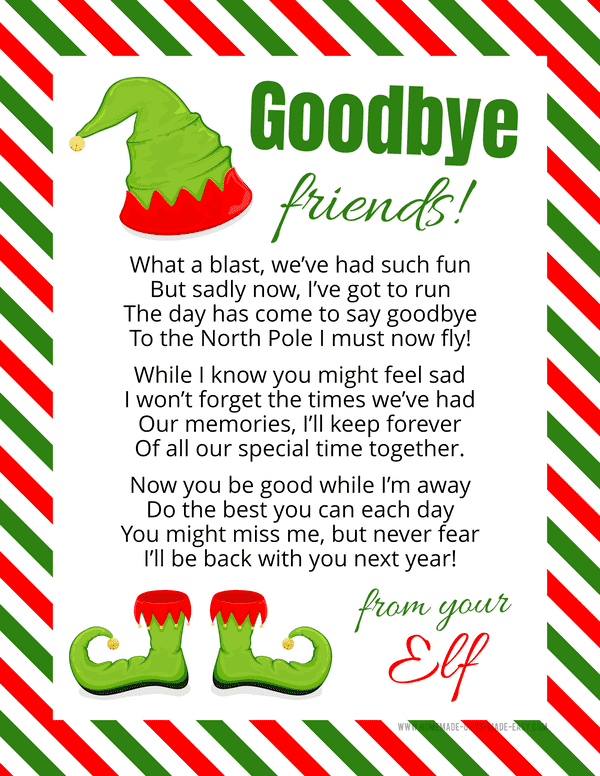 Free Printable Elf Goodbye Letters Farewell From Elf On The Shelf 