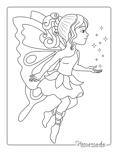 Fairy Coloring Pages Delicate Butterfly Fairy