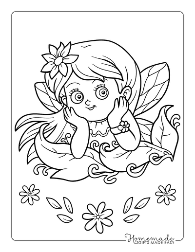 Fairy Coloring Pages Flower Fairy in Nature