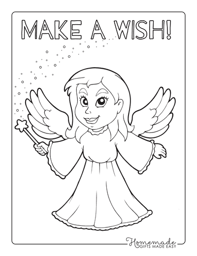 Fairy Coloring Pages Make a Wish Fairy Wings Wand