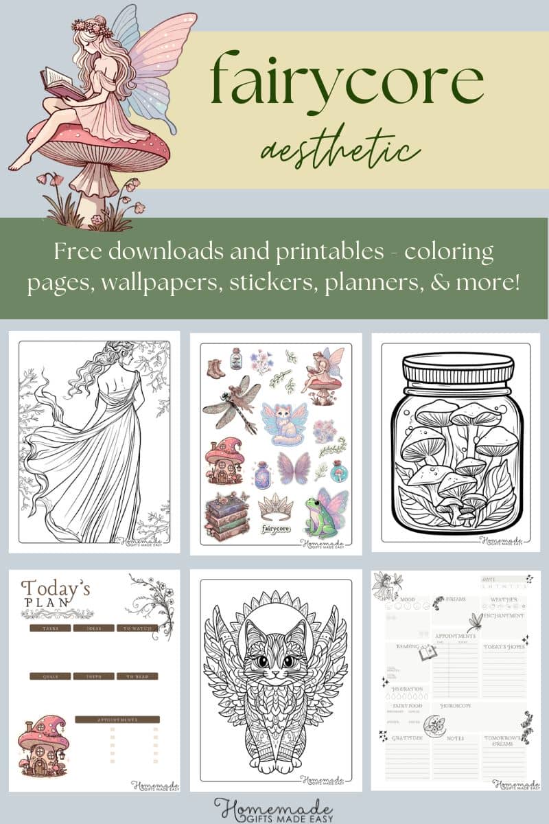 Fairycore Aesthetic Free Printables and Coloring Pages