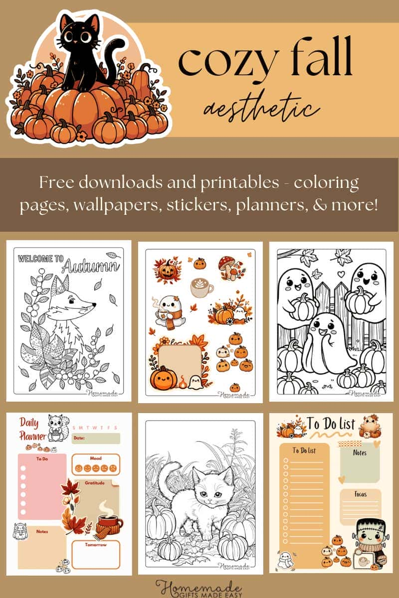 Cozy Fall Aesthetic Free Printables and Coloring Pages