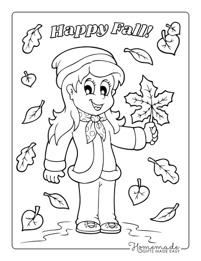 Coloring page for adults, Autumn Girl, Coloring for adults - PDF download  and print