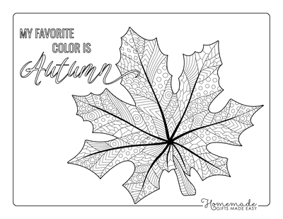 Fall Season- Coloring Page - Maple Leaf