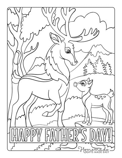 Fathers Day Coloring Pages Stag Fawn