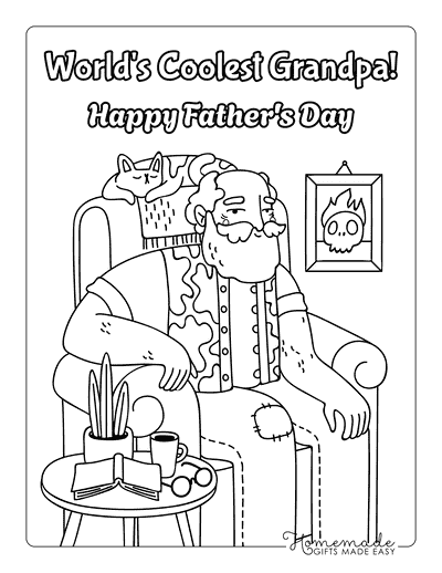 Fathers Day Coloring Pages Worlds Coolest Grandpa Coloring Page