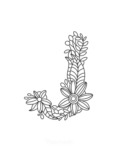 the letter e designed flowers coloring pages