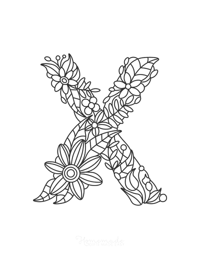 Flower Coloring Pages Letter X