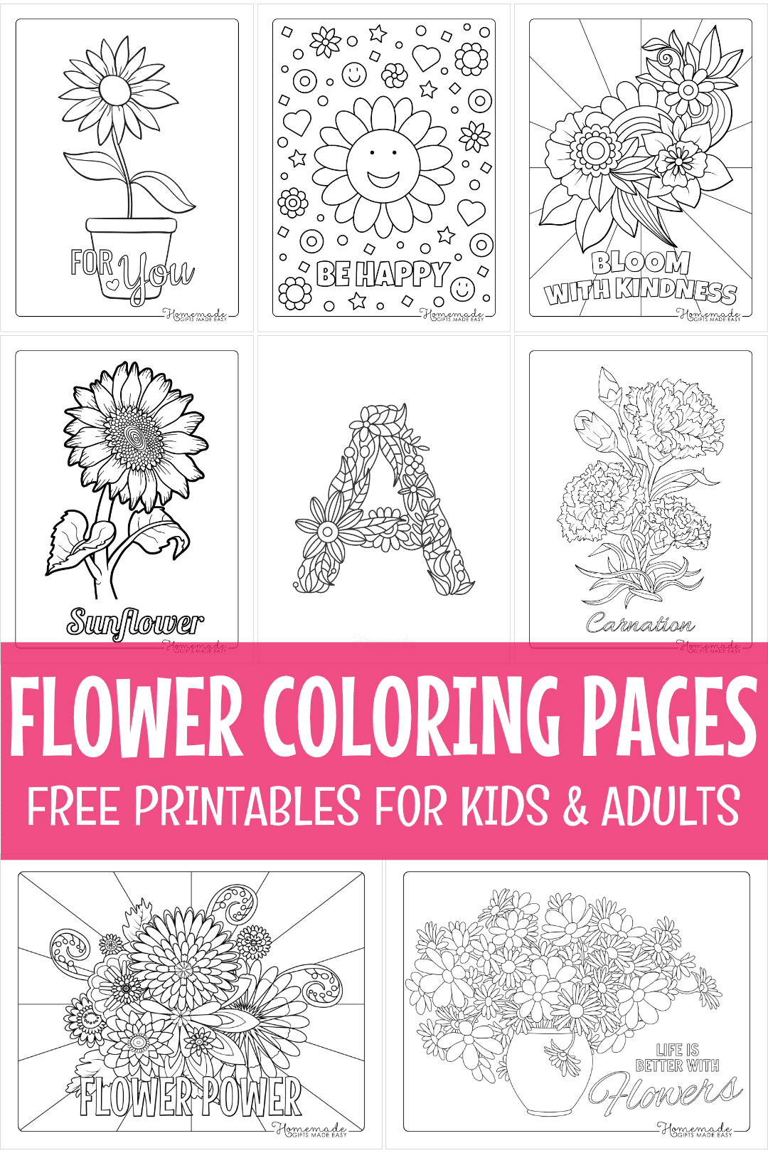 free printable flower coloring pages