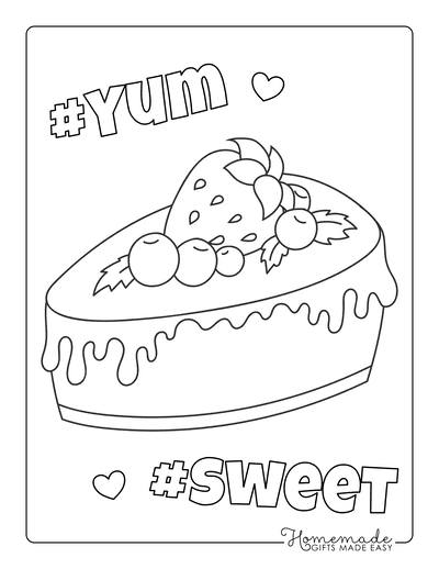 Birthday cake isolated coloring page for kids Vector Image