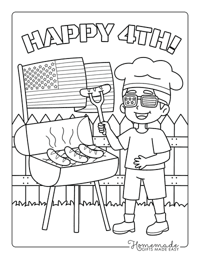 Fourth of July Coloring Pages Easy 4th of July Barbeque Cookout