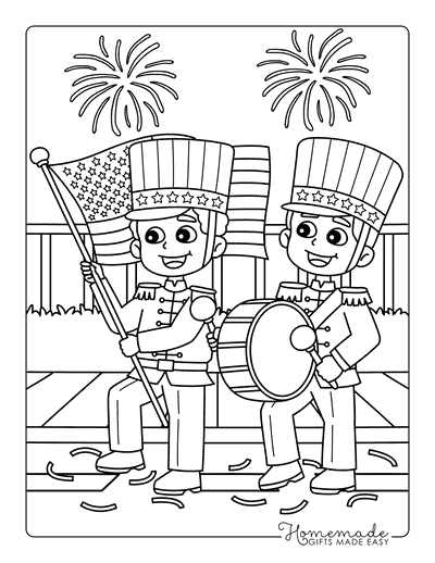 Fourth of July Coloring Pages Easy 4th of July Parade for Kids to Color