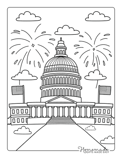 Fourth of July Coloring Pages Easy 4th of July Us Capitol Building