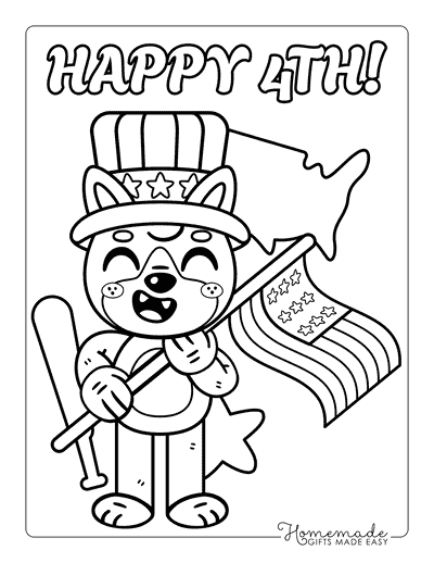 Fourth of July Coloring Pages Easy Cute Fox Holding Us Flag for Kids Fourth of July Coloring Pages Easy Cute Fox Holding Us Flag for Kids