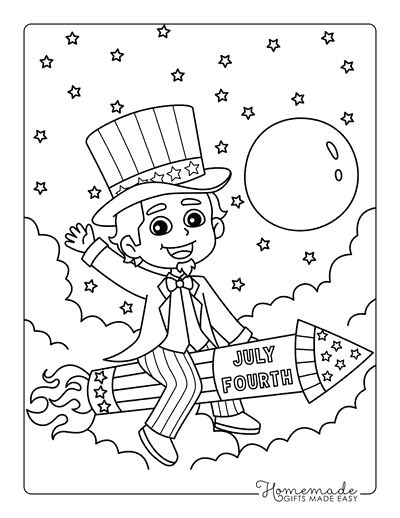 Fourth of July Coloring Pages Easy Uncle Sam Celebrating Independence Day